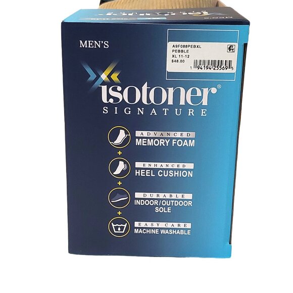 Isotoner Signature Men's Memory Foam Indoor/Outdoor Slippers Pebble Sz XL 11 - Picture 3 of 8
